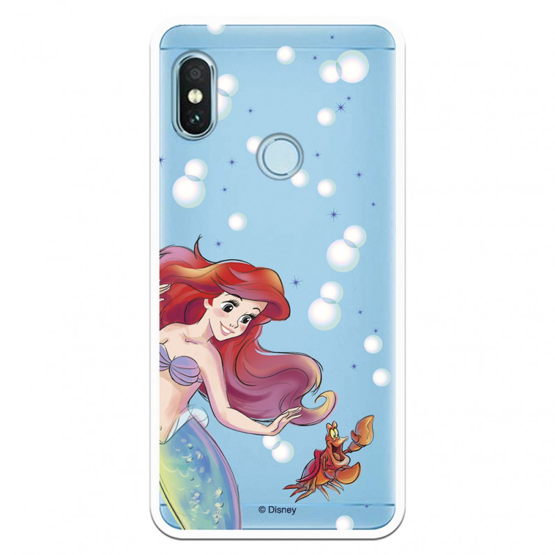 Carcasa Oficial Disney Sirenita y Sebastián Transparente para Xiaomi Redmi Note 5 Pro - La Sirenita- La Casa de las Carcasas