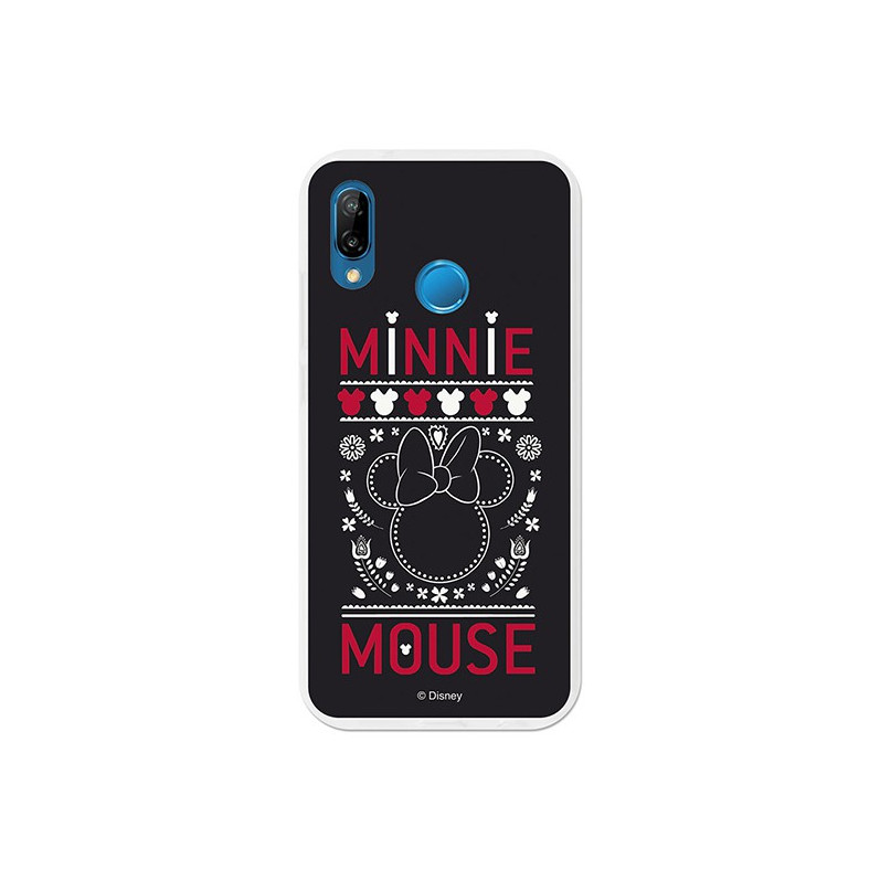 Oficiální pouzdro Disney Minnie Case, Black Embroidered Huawei P20 Lite