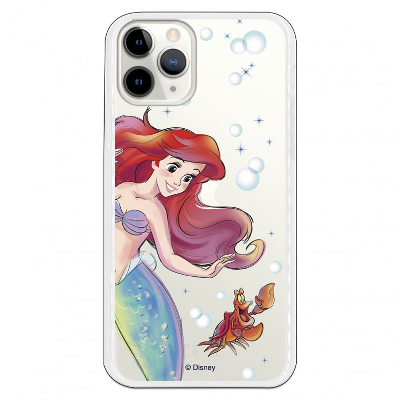 Funda para iPhone 11 Pro Oficial de Disney Ariel y Sebastián Burbujas - La Sirenita