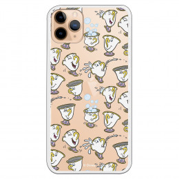 Funda para iPhone 11 Pro Max Oficial de Disney Chip Potts Siluetas - La Bella y la Bestia