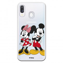 Funda para Samsung Galaxy A40 Oficial de Disney Mickey y Minnie Posando - Clásicos Disney