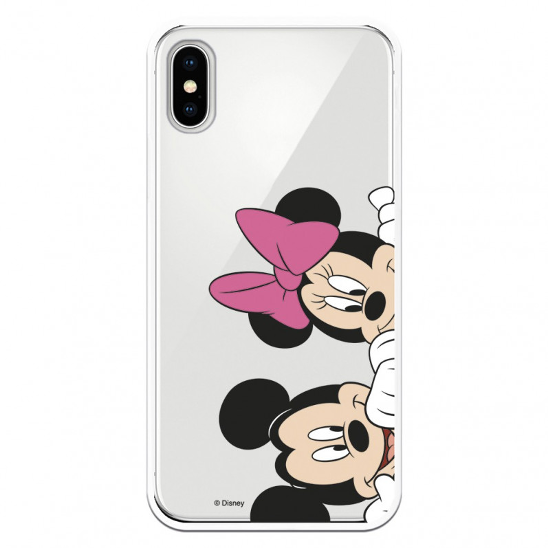 Funda para iPhone XS Oficial de Disney Mickey y Minnie Asomados - Clásicos Disney