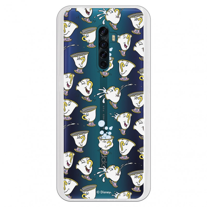 Funda para Oppo Reno 2  Oficial de Disney Chip Potts Siluetas - La Bella y la Bestia