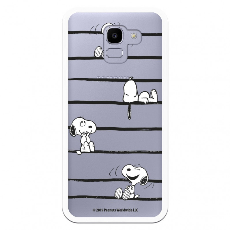 Funda para Samsung Galaxy J6 2018 Oficial de Peanuts Snoopy rayas - Snoopy