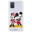 Funda para Samsung Galaxy A71 Oficial de Disney Mickey y Minnie Posando - Clásicos Disney