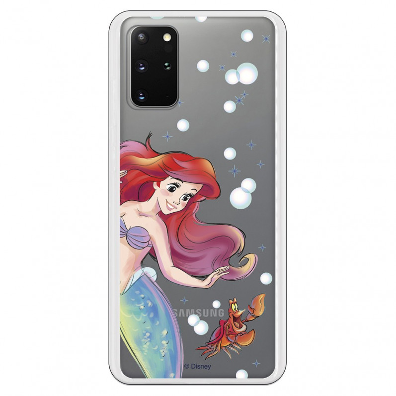 Funda para Samsung Galaxy S20 Plus Oficial de Disney Ariel y Sebastián Burbujas - La Sirenita