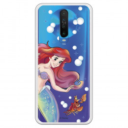 Funda para Xiaomi Redmi K30 Oficial de Disney Ariel y Sebastián Burbujas - La Sirenita