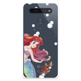 Funda para LG K51S Oficial de Disney Ariel y Sebastián Burbujas - La Sirenita