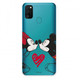 Funda para Samsung Galaxy M21 Oficial de Disney Mickey y Minnie Beso - Clásicos Disney