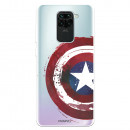 Funda para Xiaomi Redmi Note 9 Oficial de Marvel Capitán América Escudo Transparente - Marvel