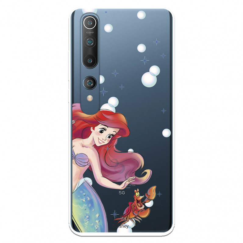 Funda para Xiaomi Mi 10 Pro Oficial de Disney Ariel y Sebastián Burbujas - La Sirenita