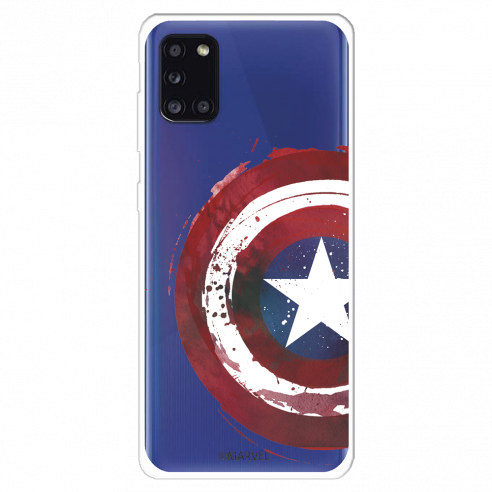 Funda para Samsung Galaxy A31 Oficial de Marvel Capitán América Escudo Transparente - Marvel