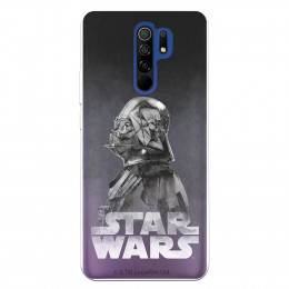 Funda para Xiaomi Redmi 9 Oficial de Star Wars Darth Vader Fondo negro - Star Wars