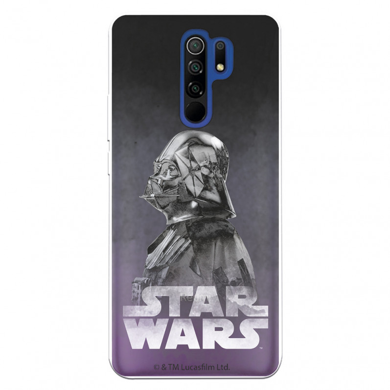 Funda para Xiaomi Redmi 9 Oficial de Star Wars Darth Vader Fondo negro - Star Wars