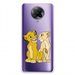 Funda para Pocophone F2 Pro Oficial de Disney Simba y Nala Silueta - El Rey León