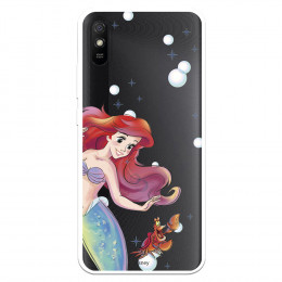 Funda para Xiaomi Redmi 9A Oficial de Disney Ariel y Sebastián Burbujas - La Sirenita