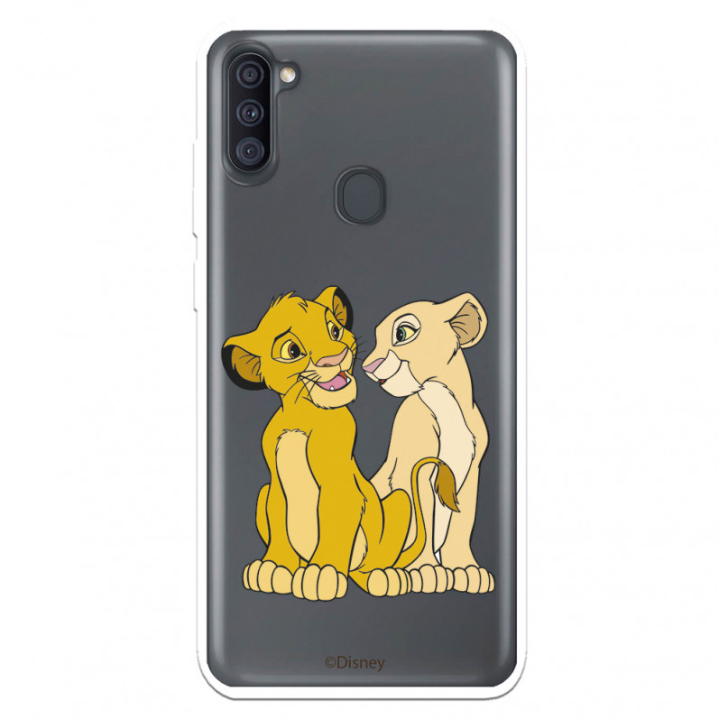 Funda para Samsung Galaxy A11 Oficial de Disney Simba y Nala Silueta - El Rey León