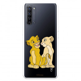 Funda para Oppo Reno 3 Pro Oficial de Disney Simba y Nala Silueta - El Rey León