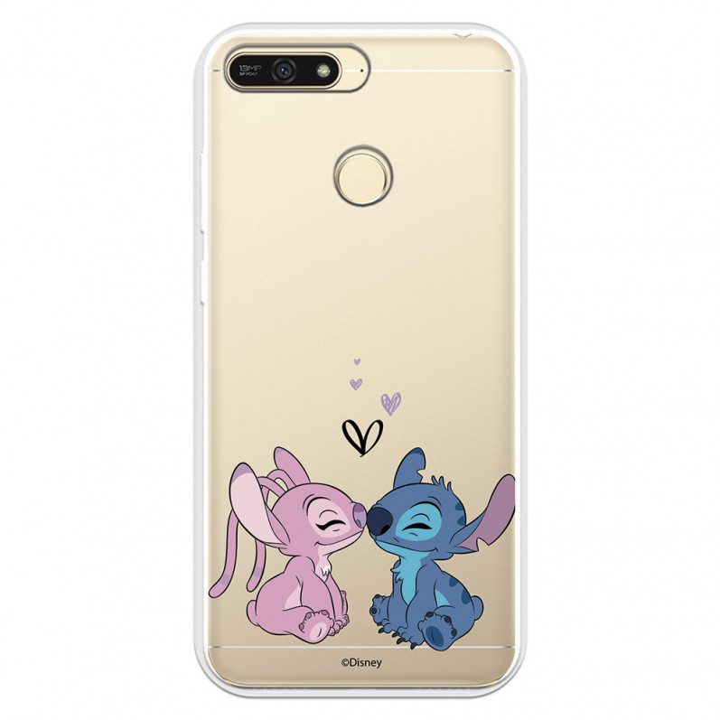 Funda para Huawei Y6 2018 Oficial de Disney Angel & Stitch Beso - Lilo & Stitch