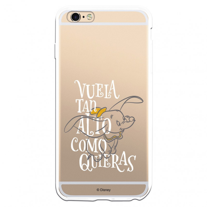 Carcasa Oficial Disney Dumbo Vuela tan algo Clear para iPhone 6S Plus - La Casa de las Carcasas