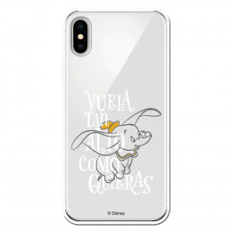 Carcasa Oficial Disney Dumbo Vuela tan algo Clear para iPhone XS - La Casa de las Carcasas