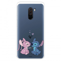 Funda para Pocophone F1 Oficial de Disney Angel & Stitch Beso - Lilo & Stitch