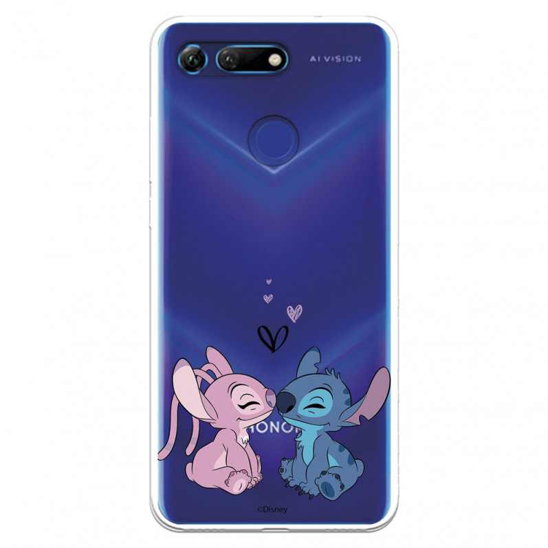 Funda para Huawei Honor View 20 Oficial de Disney Angel & Stitch Beso - Lilo & Stitch