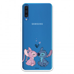 Funda para Samsung Galaxy A70 Oficial de Disney Angel & Stitch Beso - Lilo & Stitch