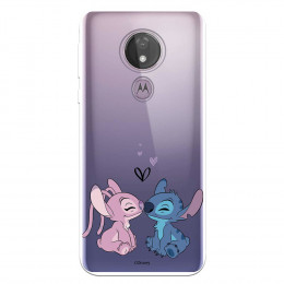 Funda para Motorola Moto G7 Power Oficial de Disney Angel & Stitch Beso - Lilo & Stitch