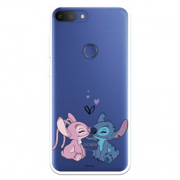 Funda para Alcatel 1S 2019 Oficial de Disney Angel & Stitch Beso - Lilo & Stitch