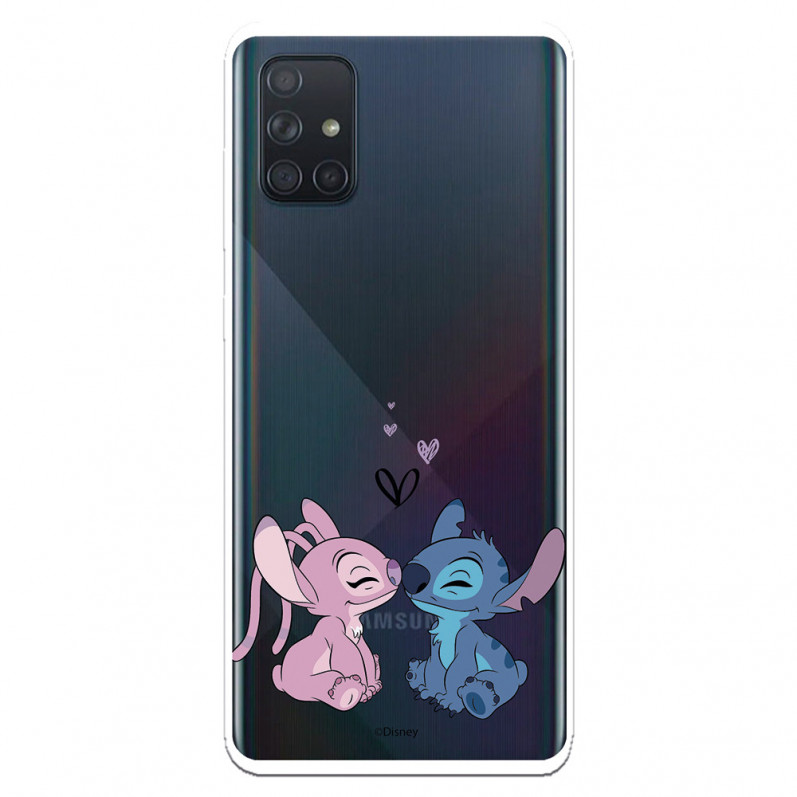 Funda para Samsung Galaxy A71 Oficial de Disney Angel & Stitch Beso - Lilo & Stitch