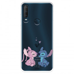 Funda para Alcatel 1S 2020 Oficial de Disney Angel & Stitch Beso - Lilo & Stitch