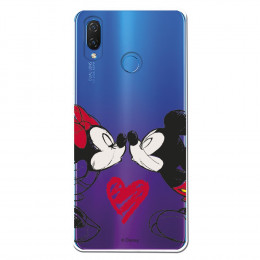 Carcasa Oficial Mikey Y Minnie Beso Clear para Huawei P Smart Plus- La Casa de las Carcasas