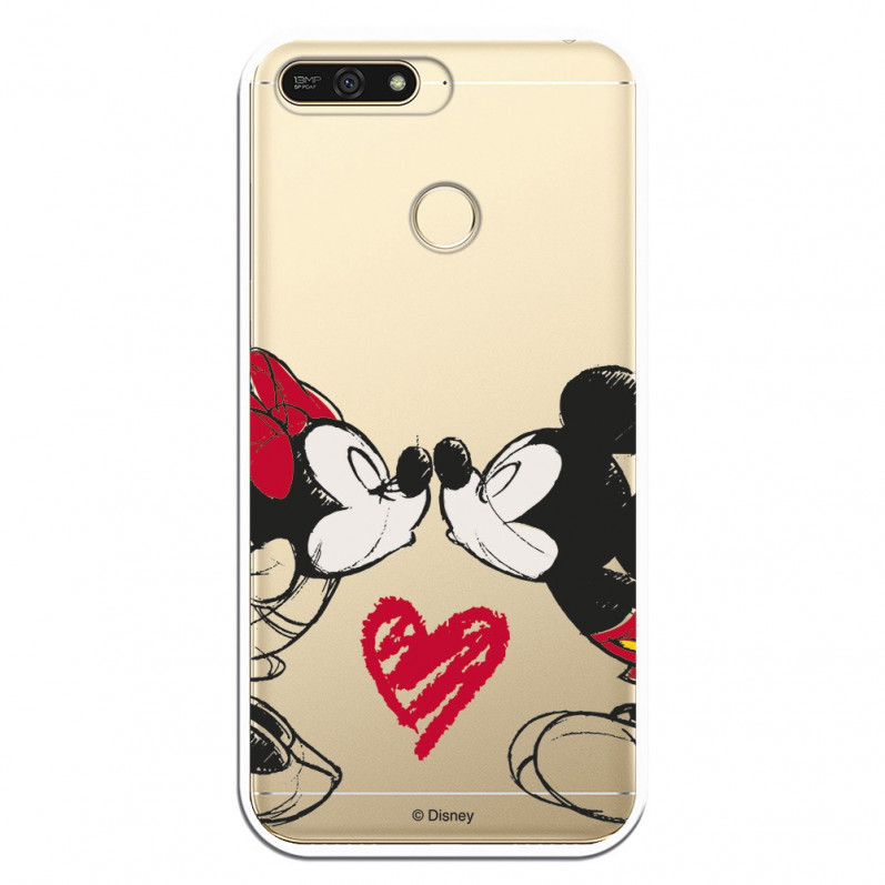 Carcasa Oficial Mikey Y Minnie Beso Clear para Huawei Honor 7A- La Casa de las Carcasas