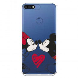 Carcasa Oficial Mikey Y Minnie Beso Clear para Huawei Honor 7C- La Casa de las Carcasas