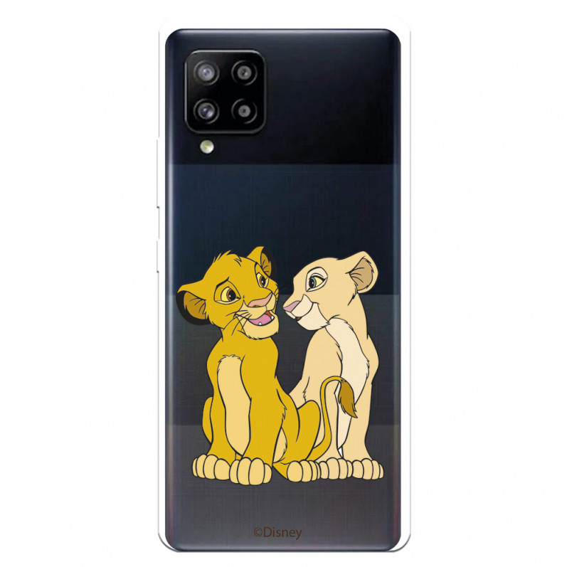 Funda para Samsung Galaxy A42 5G Oficial de Disney Simba y Nala Silueta - El Rey León