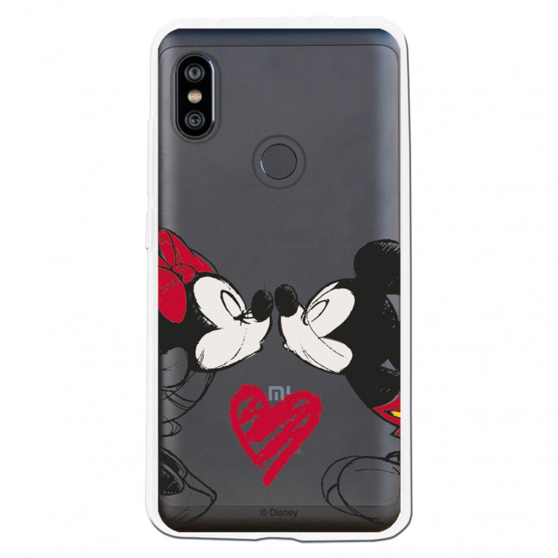 Carcasa Oficial Mikey Y Minnie Beso Clear para Xiaomi Redmi Note 6- La Casa de las Carcasas