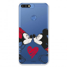 Carcasa Oficial Mikey Y Minnie Beso Clear para Honor 7C- La Casa de las Carcasas