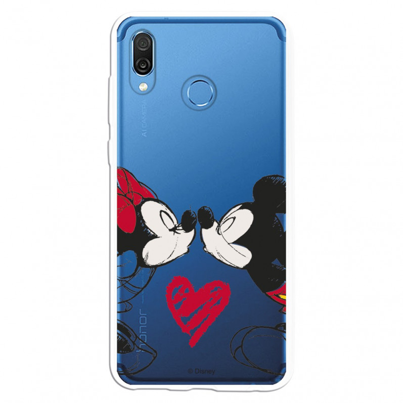 Carcasa Oficial Mikey Y Minnie Beso Clear para Honor Play- La Casa de las Carcasas