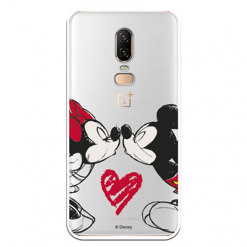 Carcasa Oficial Mikey Y Minnie Beso Clear para Oneplus 6- La Casa de las Carcasas