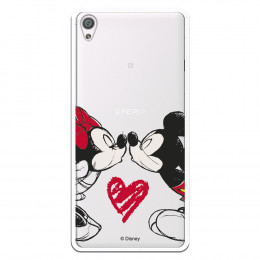 Carcasa Oficial Mikey Y Minnie Beso Clear para Sony Xperia XA- La Casa de las Carcasas