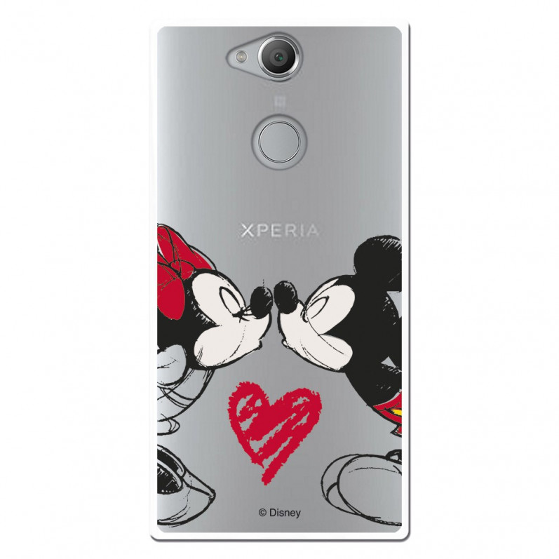 Carcasa Oficial Mikey Y Minnie Beso Clear para Sony Xperia XA2- La Casa de las Carcasas