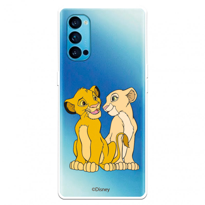 Funda para Oppo Reno 4 Oficial de Disney Simba y Nala Silueta - El Rey León