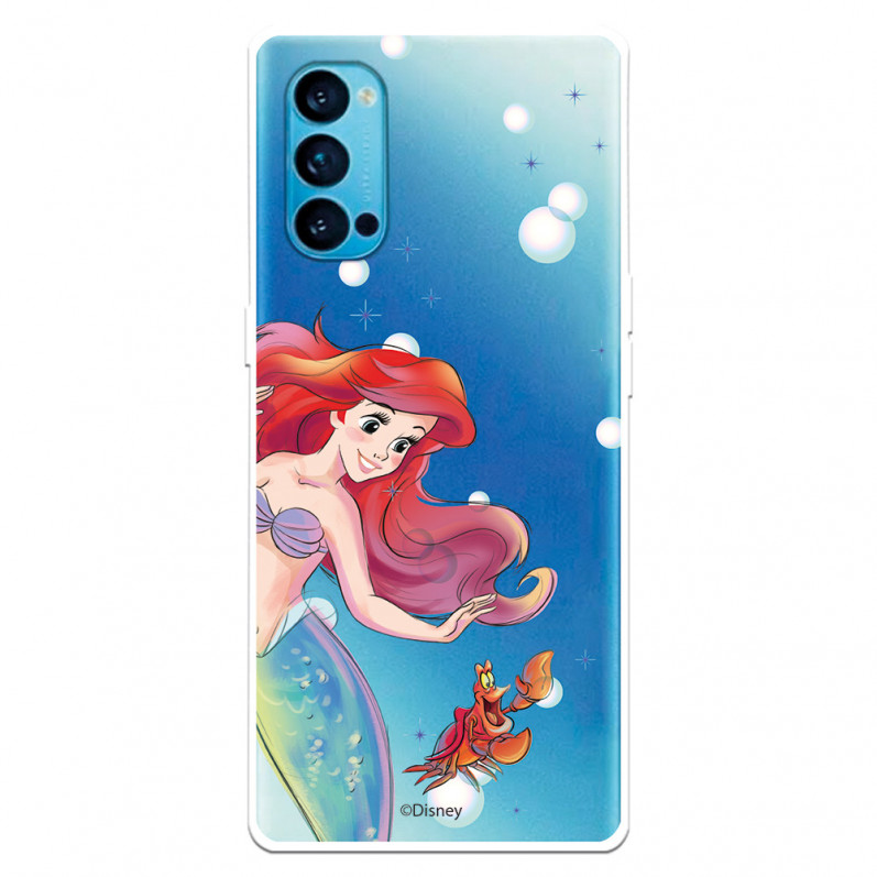 Funda para Oppo Reno 4 Oficial de Disney Ariel y Sebastián Burbujas - La Sirenita