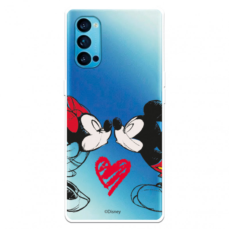 Funda para Oppo Reno 4 Oficial de Disney Mickey y Minnie Beso - Clásicos Disney