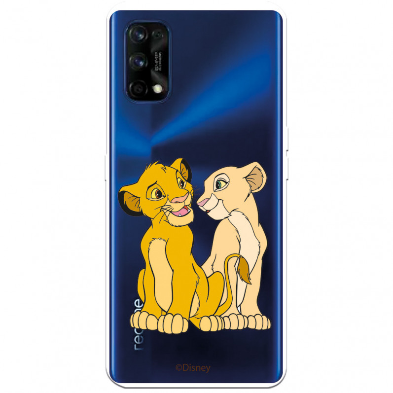 Funda para Realme 7 Pro Oficial de Disney Simba y Nala Silueta - El Rey León