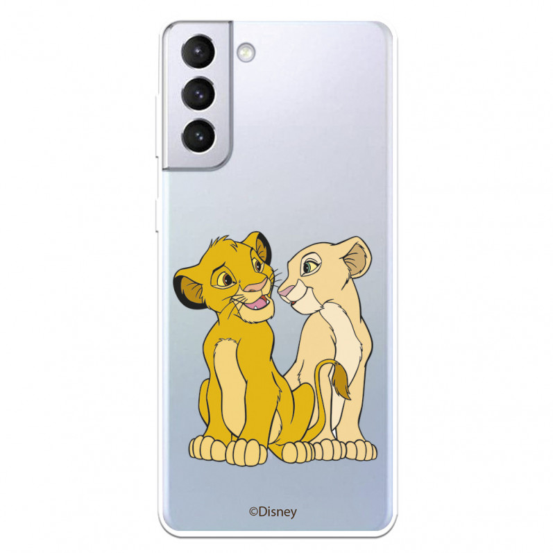 Funda para Samsung Galaxy S21 Plus Oficial de Disney Simba y Nala Silueta - El Rey León