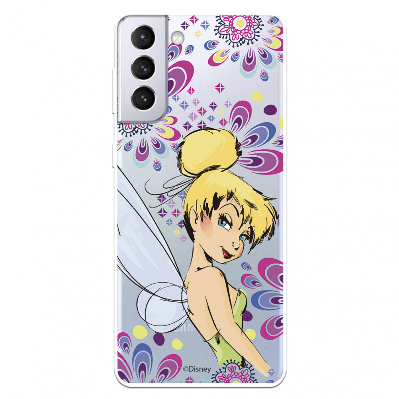 Funda para Samsung Galaxy S21 Plus Oficial de Disney Campanilla Flores - Peter Pan