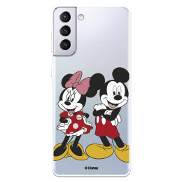 Funda para Samsung Galaxy S21 Plus Oficial de Disney Mickey y Minnie Posando - Clásicos Disney