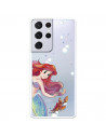 Funda para Samsung Galaxy S21 Ultra Oficial de Disney Ariel y Sebastián Burbujas - La Sirenita